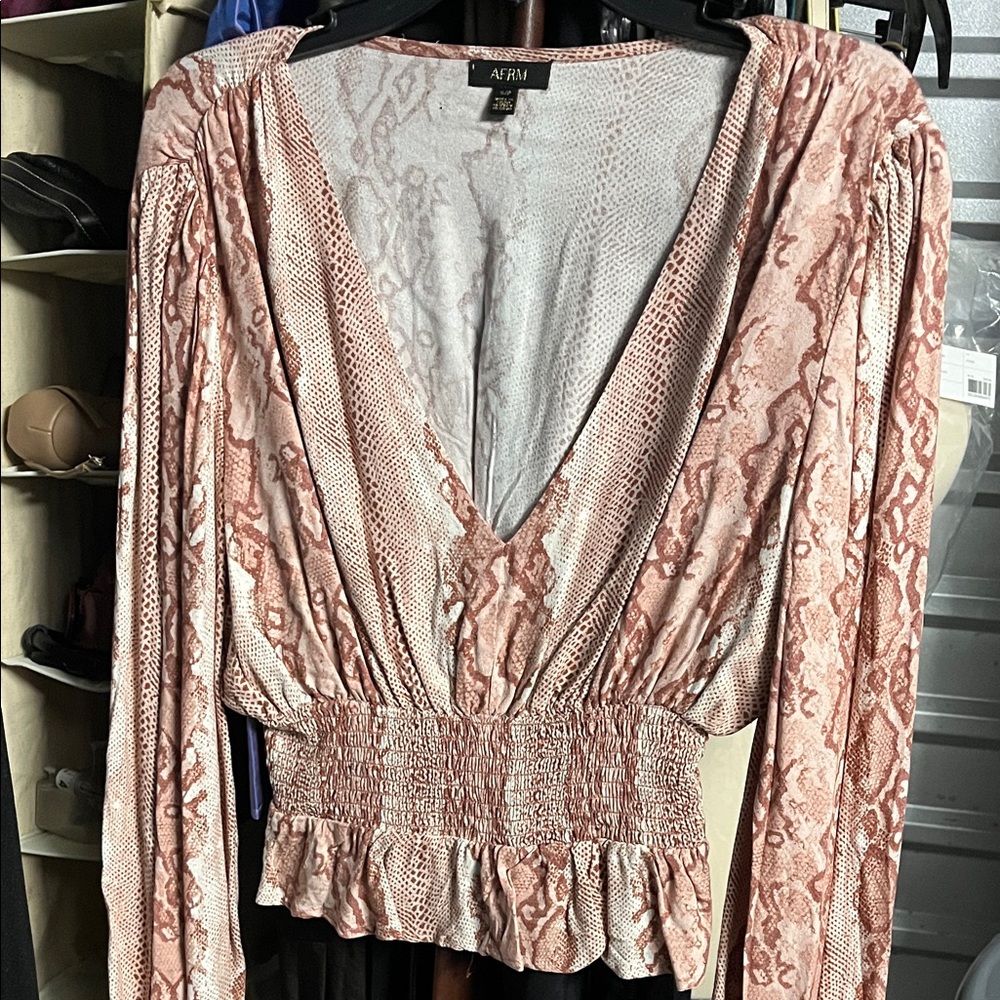 AFRM Women's Pink Snake Print Top
